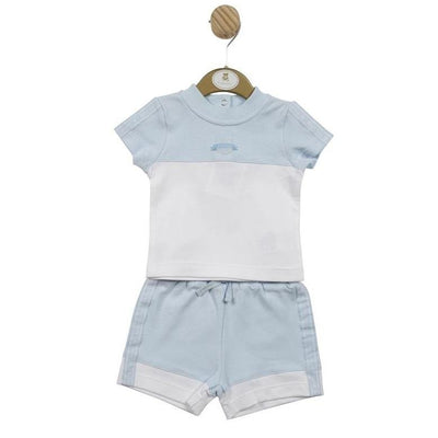 Blue and White T-Shirt and Shorts Set - Chic Petit