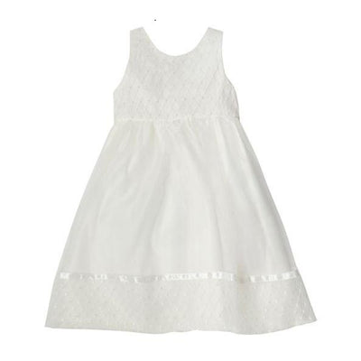 Ivory or White Christening Dress with Pearls and Headband - Chic Petit