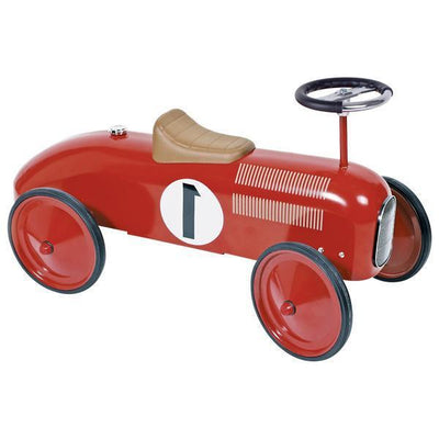 Red Classic Metal Ride On Racing Car - Chic Petit