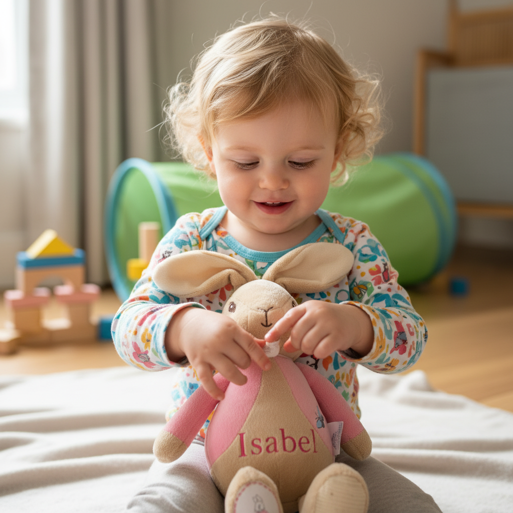 My First Flopsy Bunny personalised soft toy — cuddly gift for newborn girls and boys