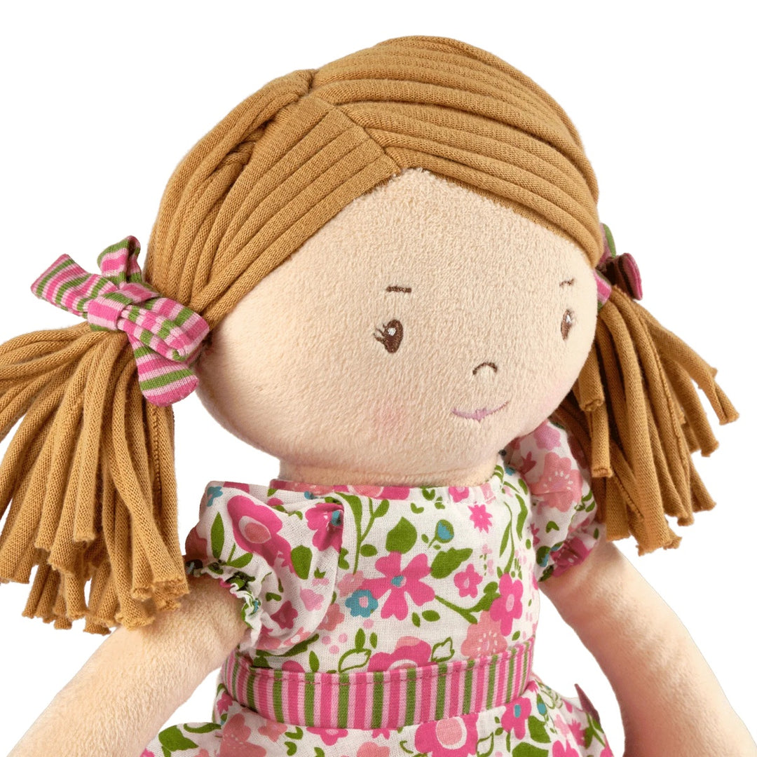 Personalised cloth doll Fran with bunches and matching hair bands