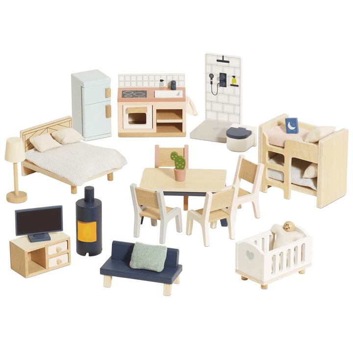 Bluebelle Wooden Dolls House with Optional Furniture Set and Family - Chic Petit