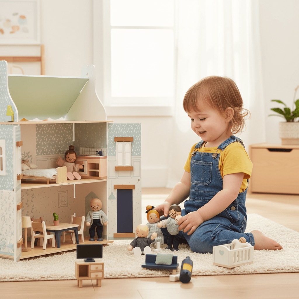 Bluebelle Wooden Dolls House with Optional Furniture Set and Family - Chic Petit