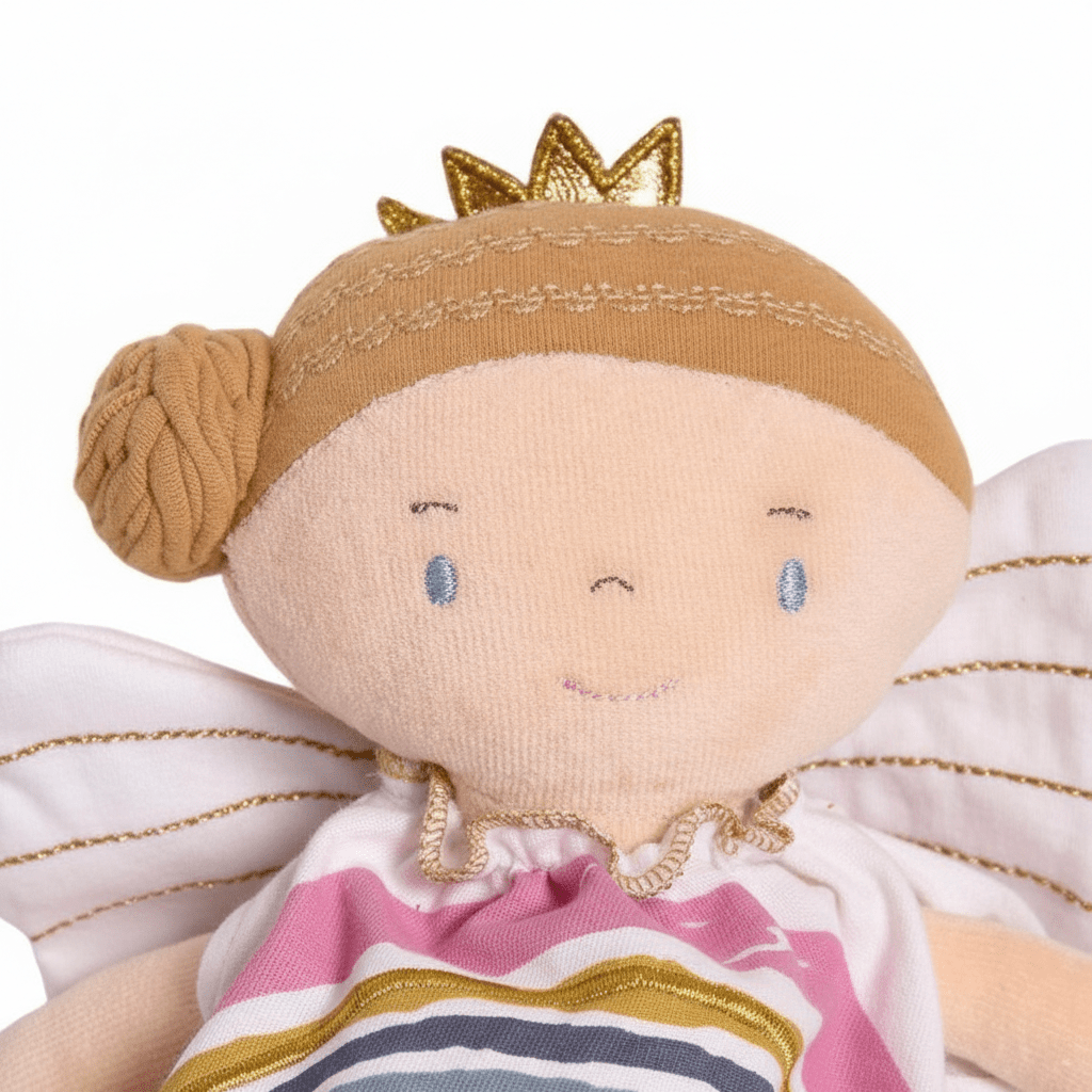 Bonikka Organic Ragdoll - Rainbow Fairy (Light Brown Hair in a Bun and Rainbow Dress) - Chic Petit