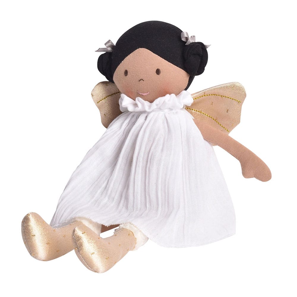 Bonikka Ragdoll - Aurora (White Organic Dress with Gold Wings) - Chic Petit
