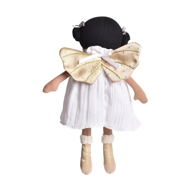 Bonikka Ragdoll - Aurora (White Organic Dress with Gold Wings) - Chic Petit