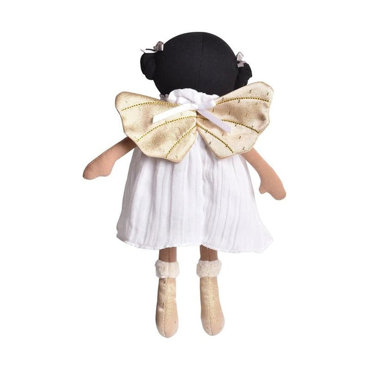 Bonikka Ragdoll - Aurora (White Organic Dress with Gold Wings) - Chic Petit