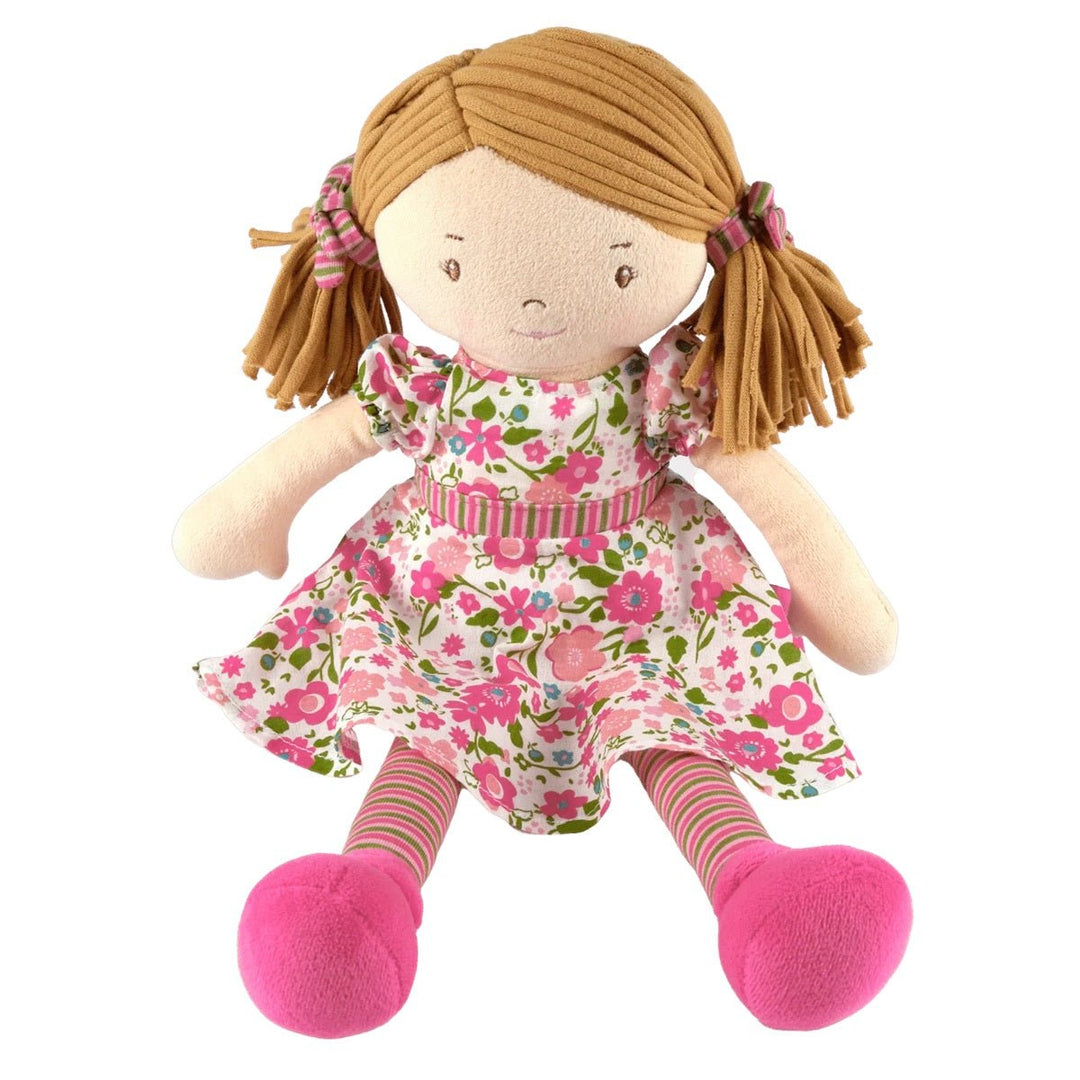 Bonikka Ragdoll - Fran (Light Brown Hair with Dark Pink & Green Dress) - Chic Petit