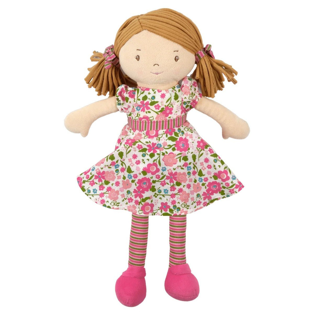 Bonikka Ragdoll - Fran (Light Brown Hair with Dark Pink & Green Dress) - Chic Petit