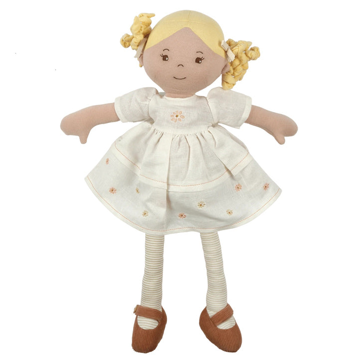 Bonikka Ragdoll - Priscy (Blonde Hair in White Linen Dress) - Chic Petit