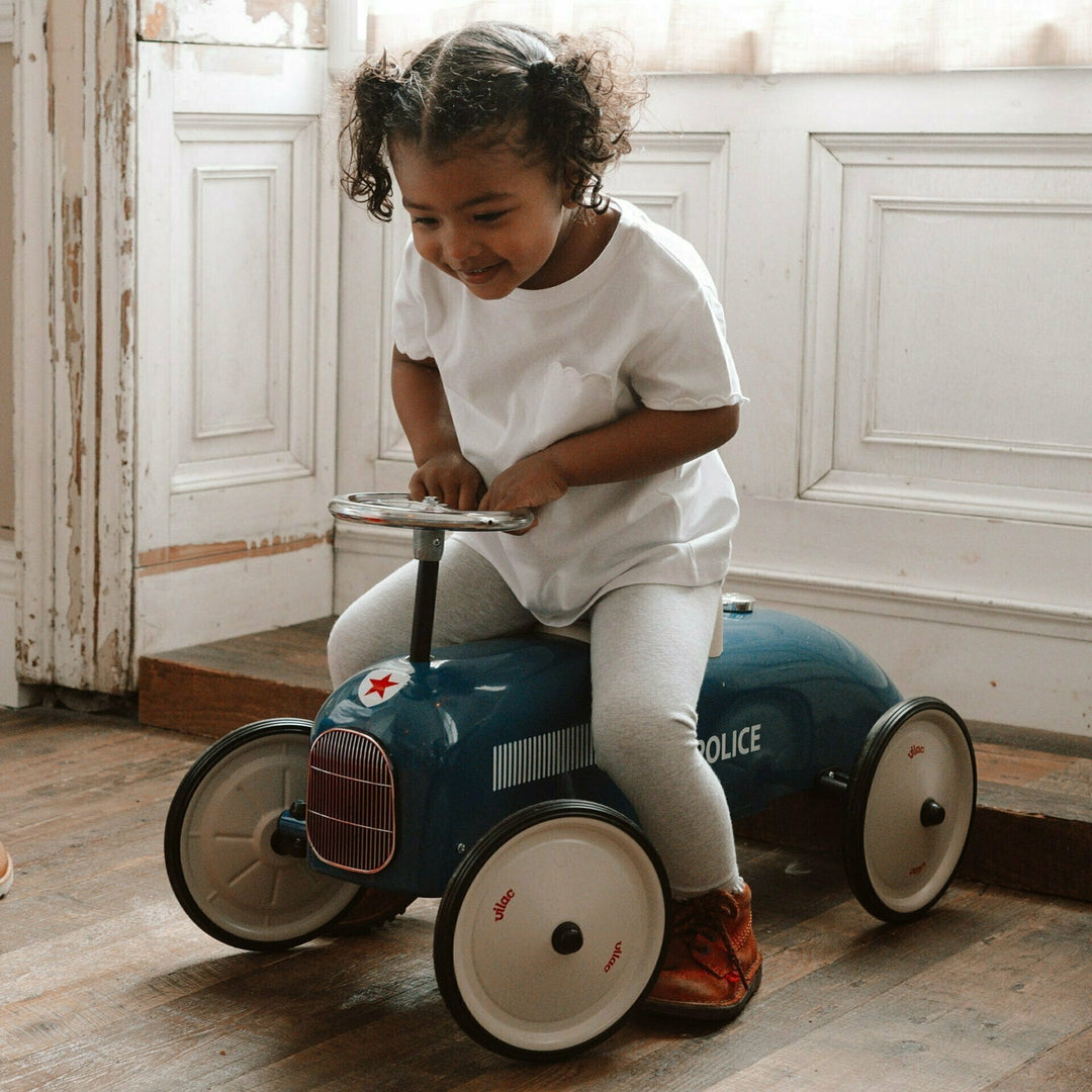 Classic Metal Ride On Racing or Police Car - Chic Petit