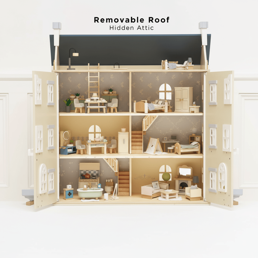 Complete Dolls House Furniture Play Set - 7 Rooms and Outdoor Play - Chic Petit