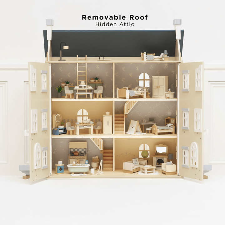 Complete Dolls House Furniture Play Set - 7 Rooms and Outdoor Play - Chic Petit