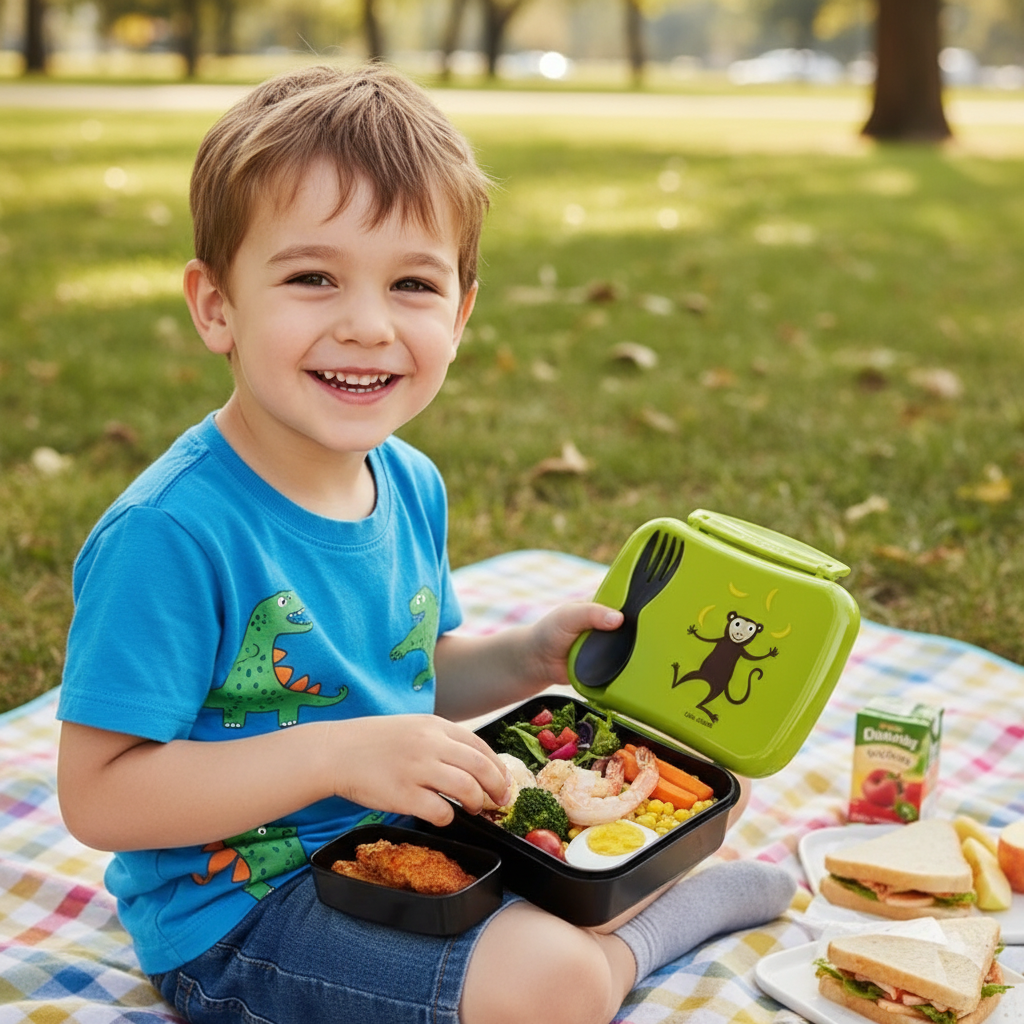 N'ice Box Kids Lunch Box with Cooling Pack - Lime - Chic Petit