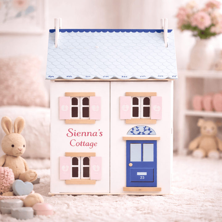 Personalised Bluebelle Wooden Dolls House with Optional Furniture Set and Family - Chic Petit