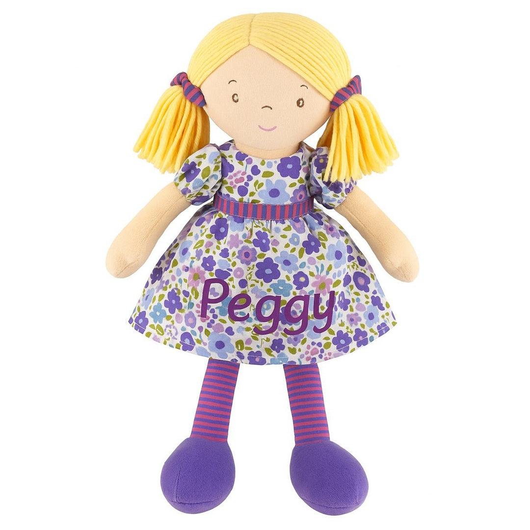 Personalised Bonikka Ragdoll - Peggy (Blonde Hair with Purple and Pink Dress) - Chic Petit