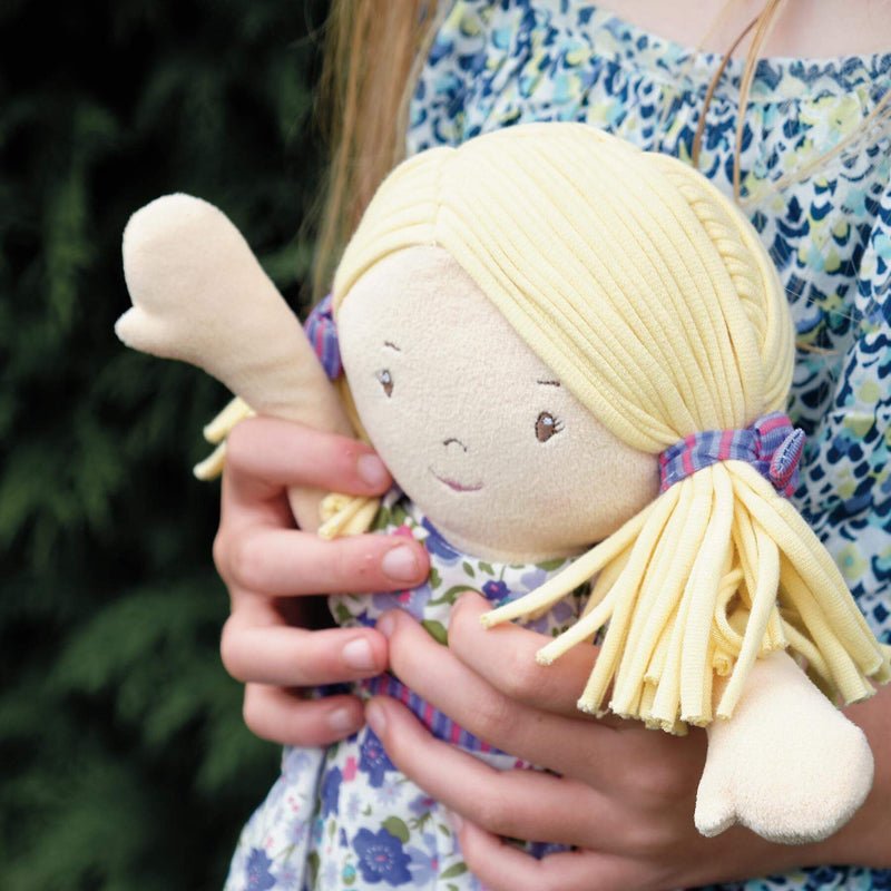Personalised Bonikka Ragdoll - Peggy (Blonde Hair with Purple and Pink Dress) - Chic Petit