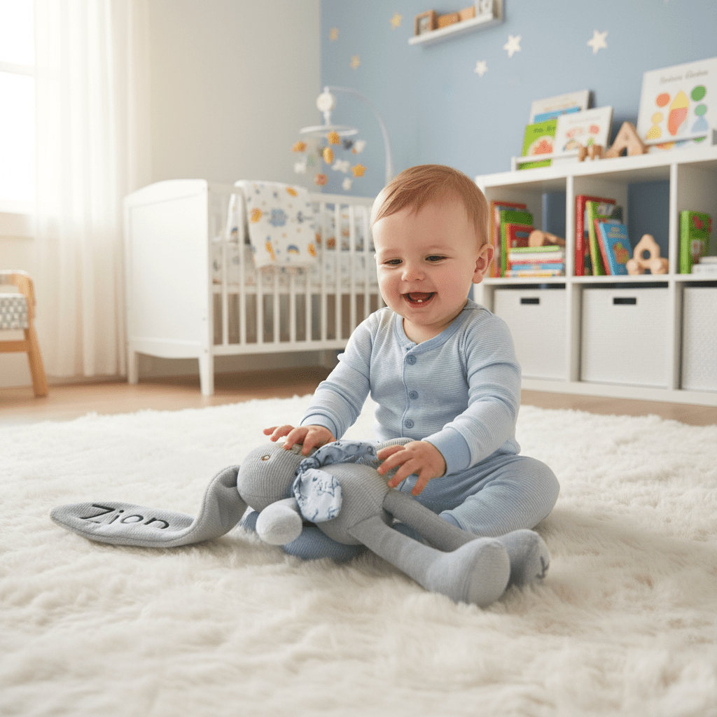 Personalised Lapinoo Small Soft Toy Rabbit 25cm - Blue - Chic Petit