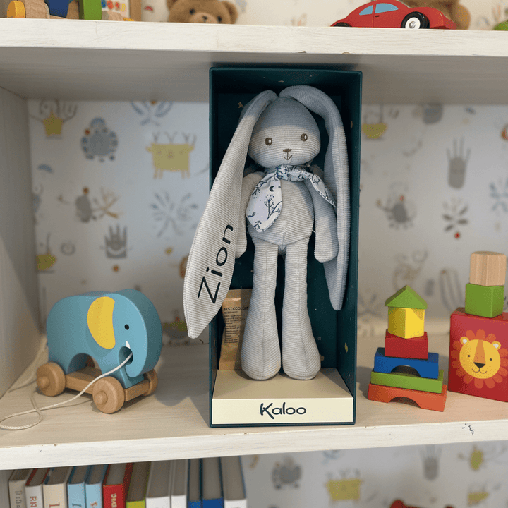 Personalised Lapinoo Small Soft Toy Rabbit 25cm - Blue - Chic Petit