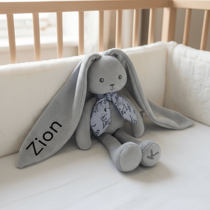 Personalised Lapinoo Small Soft Toy Rabbit 25cm - Blue - Chic Petit