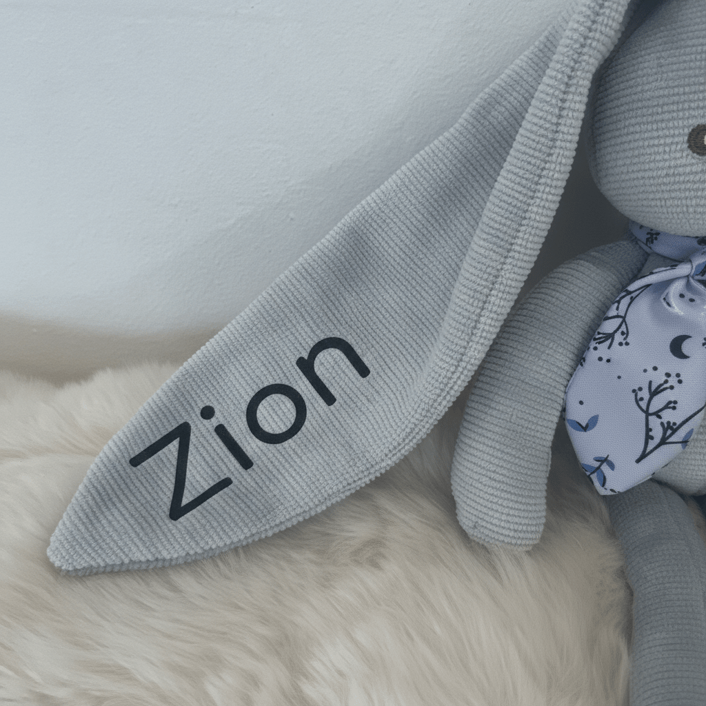 Personalised Lapinoo Small Soft Toy Rabbit 25cm - Blue - Chic Petit