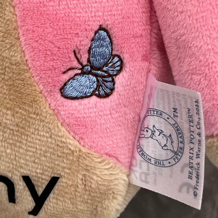 Flopsy Bunny plush with embroidered butterfly motif and name personalisation