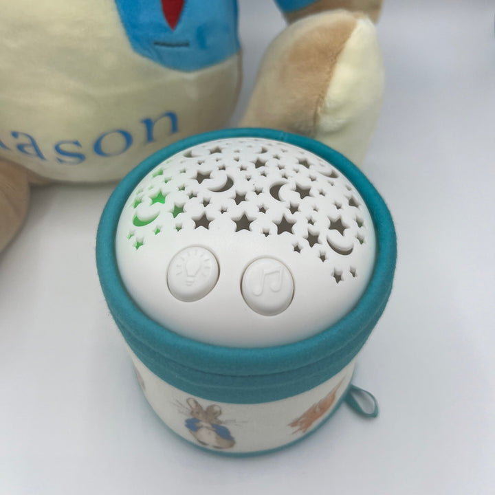 Musical Peter Rabbit toy with starry night light projection and lullaby