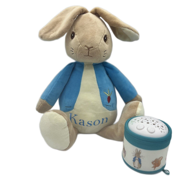 Personalised Bedtime Cuddles Peter Rabbit soft toy with nightlight lantern