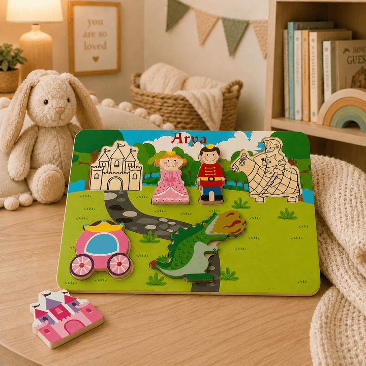 Personalised Princess and Knight Chunky Wooden Puzzle - Chic Petit