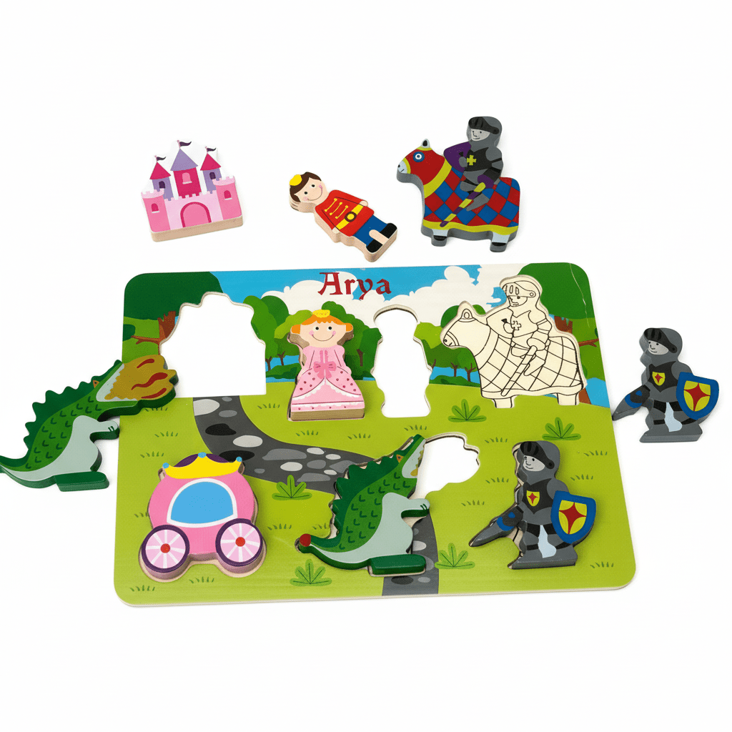 Personalised Princess and Knight Chunky Wooden Puzzle - Chic Petit