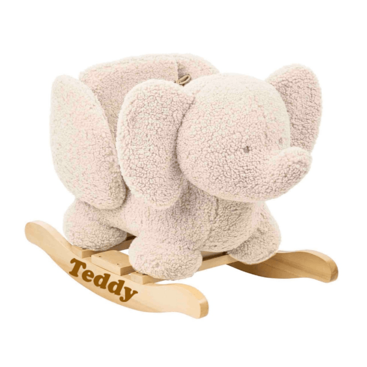 Personalised Rocking Teddy Elephant Ecru or Taupe - Chic Petit