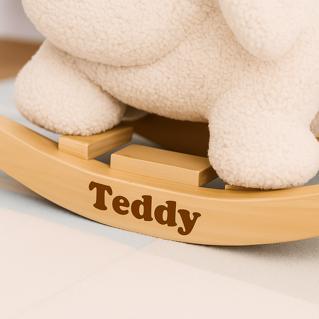 Personalised Rocking Teddy Elephant Ecru or Taupe - Chic Petit