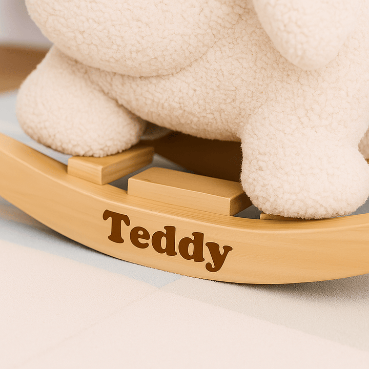Personalised Rocking Teddy Elephant Ecru or Taupe - Chic Petit