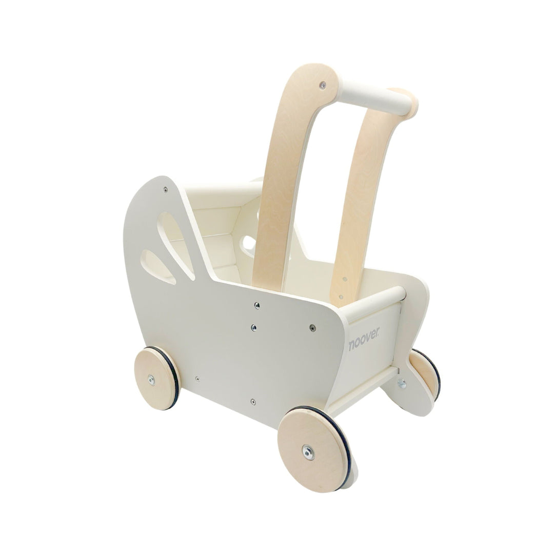 Personalised Wooden Essential Dolls Pram - Green, Grey, Off White, Pink - Chic Petit