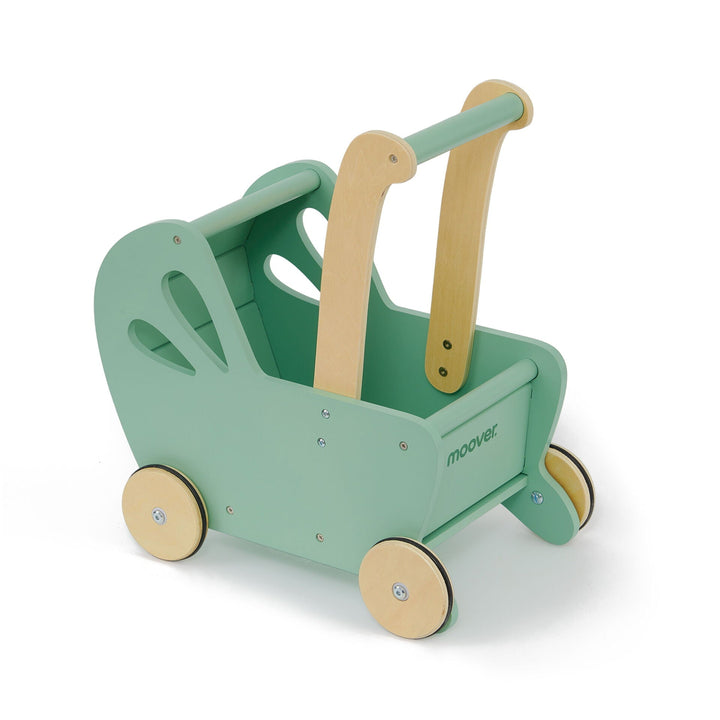 Personalised Wooden Essential Dolls Pram - Green, Grey, Off White, Pink - Chic Petit