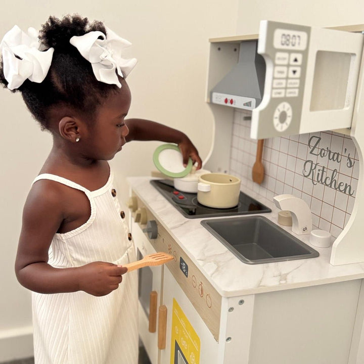 Personalised Wooden Play Kitchen with Lights, Sounds & Accessories - Chic Petit