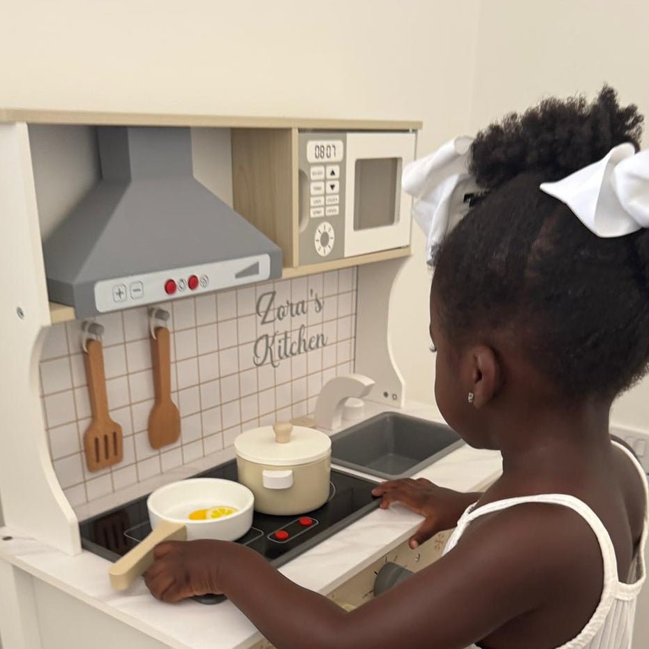 Personalised Wooden Play Kitchen with Lights, Sounds & Accessories - Chic Petit