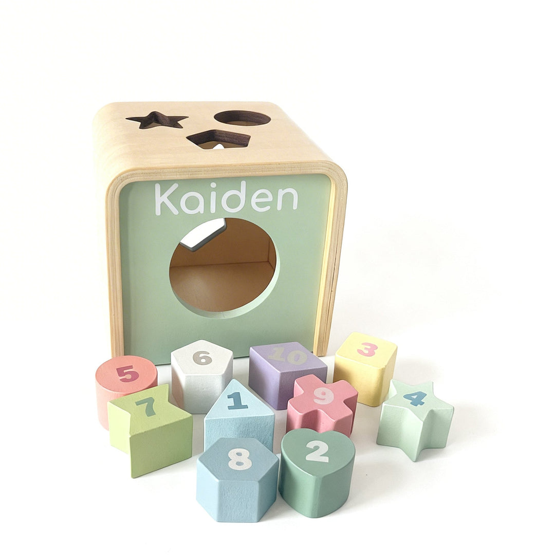 Personalised Wooden Shape Sorter Cube - Chic Petit