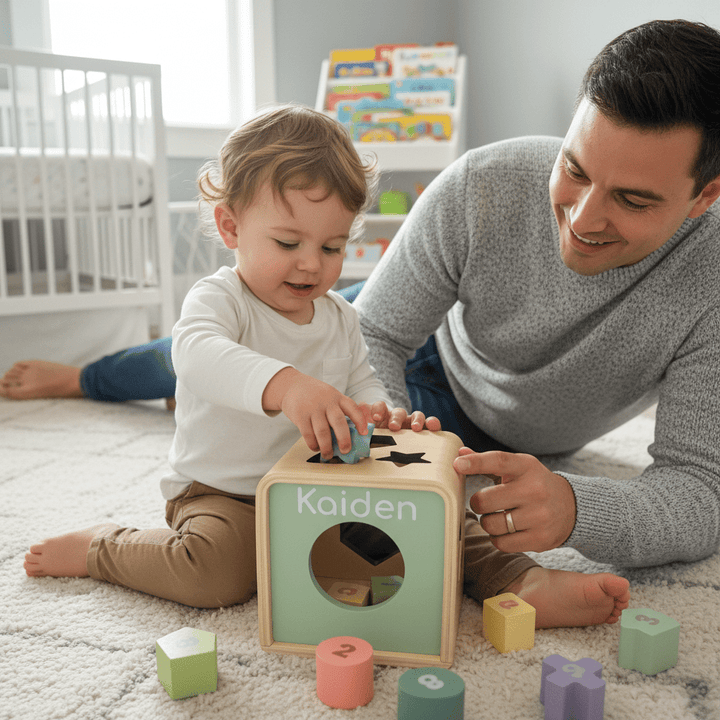 Personalised Wooden Shape Sorter Cube - Chic Petit