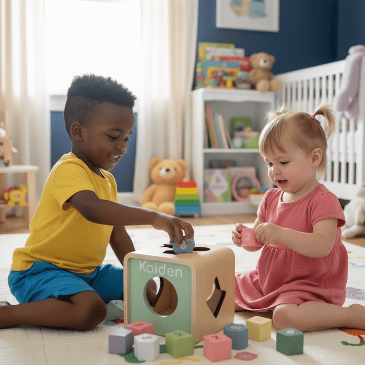 Personalised Wooden Shape Sorter Cube - Chic Petit