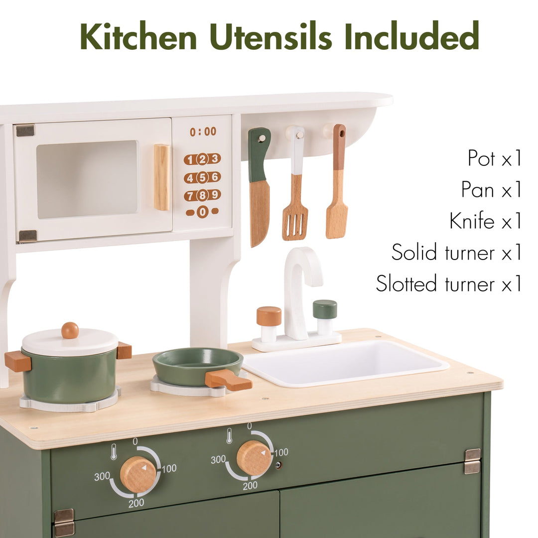 Personalised Wooden Vintage Kitchen with Accessories - Vintage Green - Chic Petit