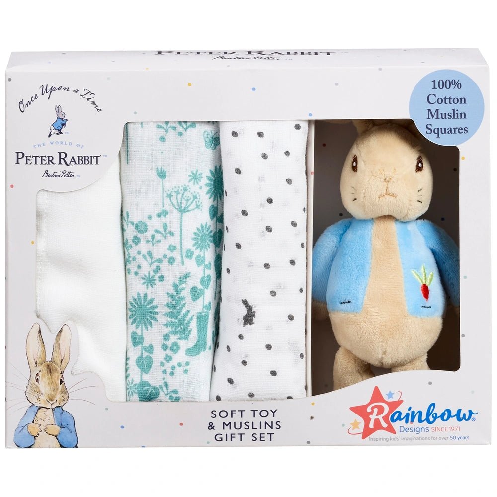 Peter Rabbit Soft Toy and Muslins Gift Set - Chic Petit