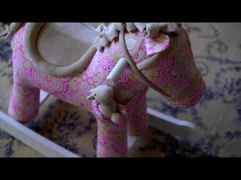 Elegant paisley rocking horse with suede mane — perfect baby gift or keepsake