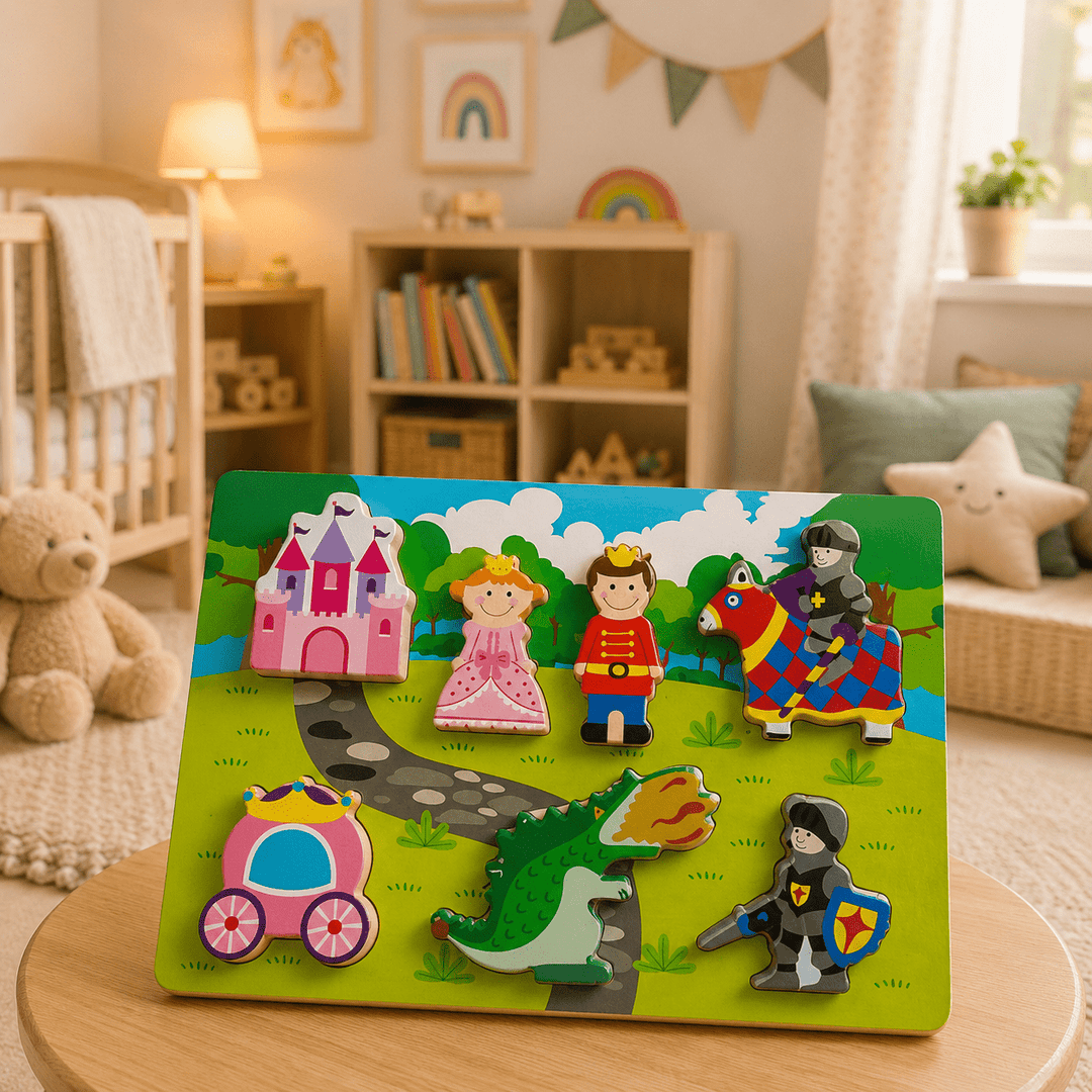 Princess and Knight Chunky Wooden Puzzle - Chic Petit