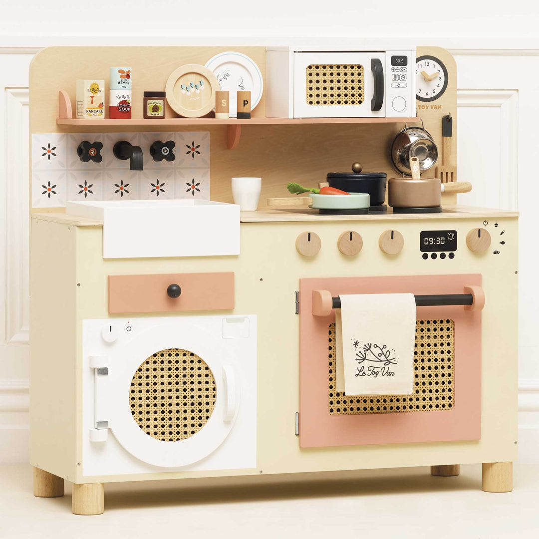 Rattan Family Wooden Play Kitchen - Chic Petit