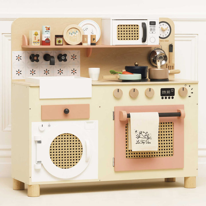 Rattan Family Wooden Play Kitchen - Chic Petit