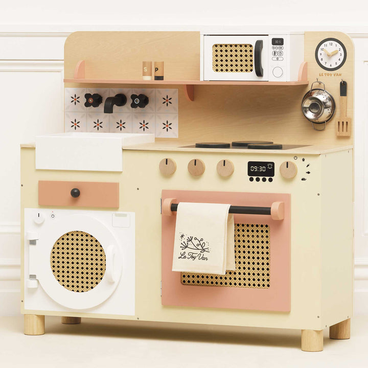Rattan Family Wooden Play Kitchen - Chic Petit