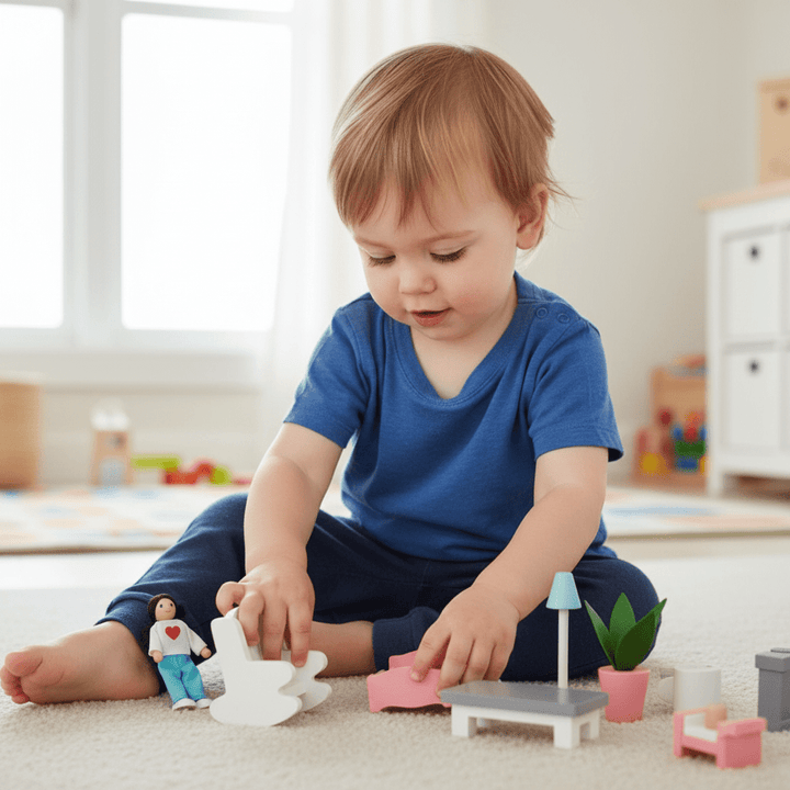 Rose Cottage Dolls House with Doll's And Furniture - Chic Petit