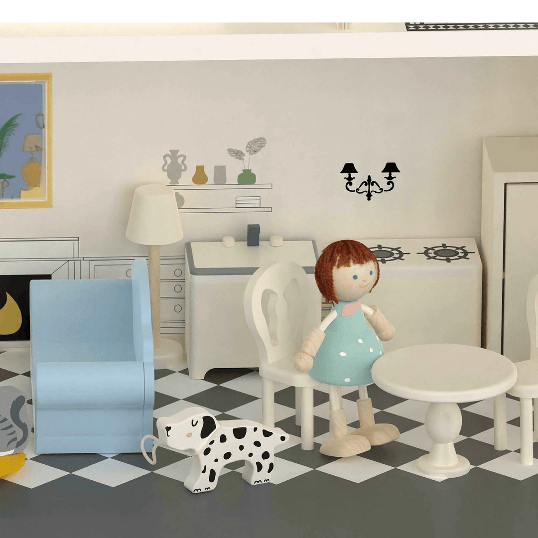 Vintage Doll House with Furniture - Chic Petit
