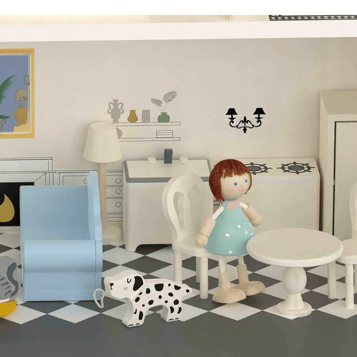 Vintage Doll House with Furniture - Chic Petit
